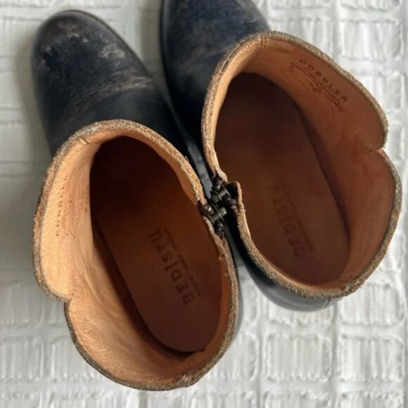 Cobbler Ankle Booties Genuine Natural Leather Handmade Distressed - Picture 6 of 15